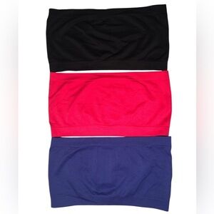 Aviva Bundle of 3- Seamless Crop Top Tube Bandeau’s Non Padded Bralette Bra’s